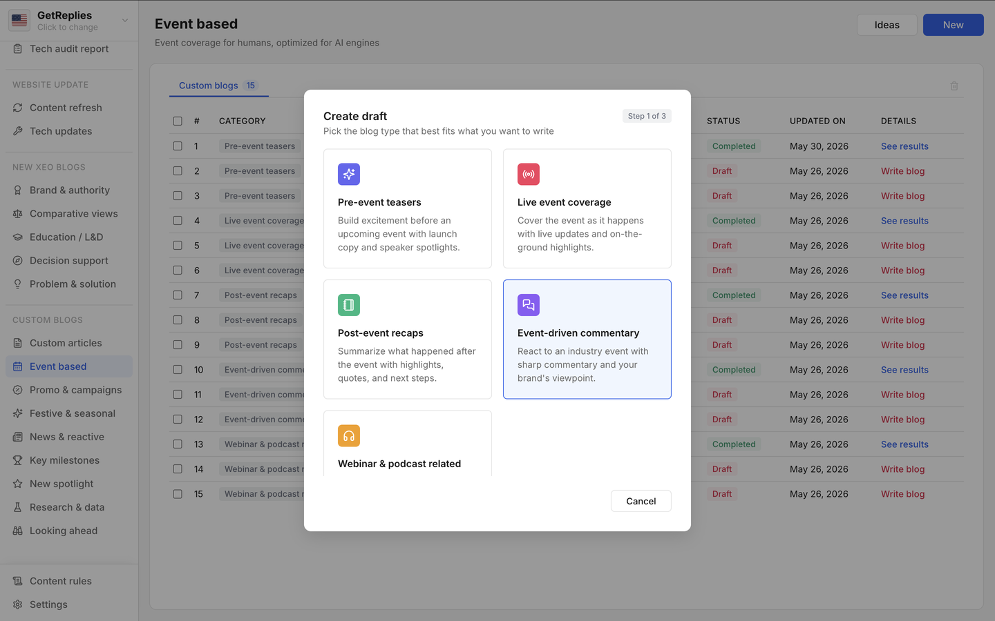 Event-driven commentary product snapshot.