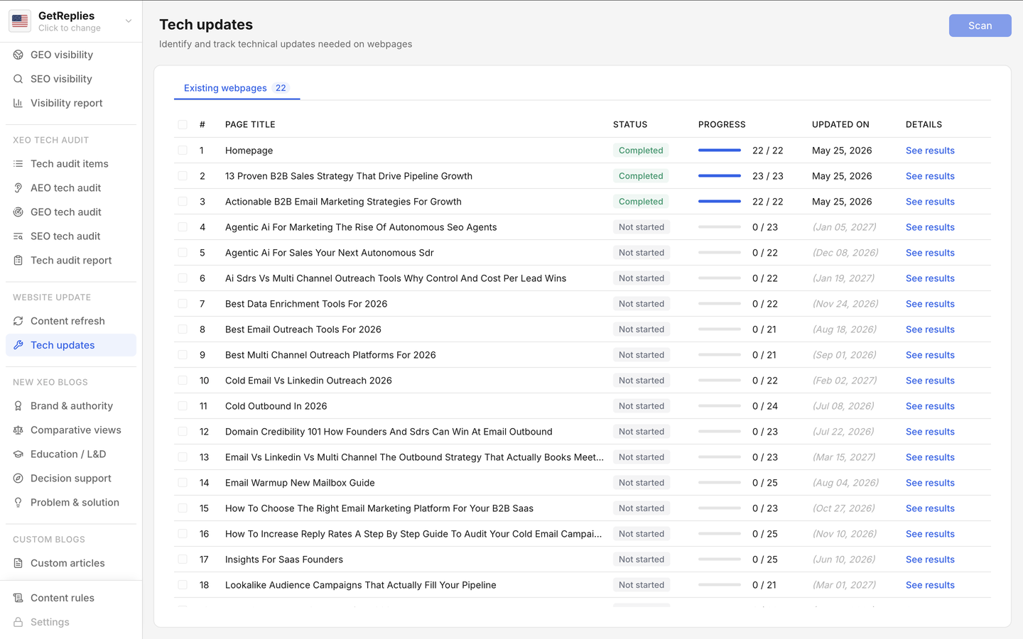 Tech updates product snapshot.